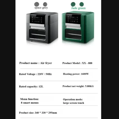 4.5L 6L 8L 12L Ausführungen von Heißluftfritteuse ohne Öl – Bild 3