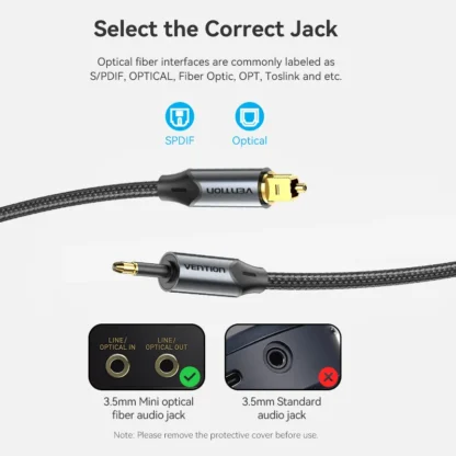 Vention Toslink SPDIF Koaxialkabel 3,5 mm digitales optisches Audiokabel für Verstärker Blu-ray Xbox 360 PS4 Soundbar-Glasfaserkabel – Bild 6